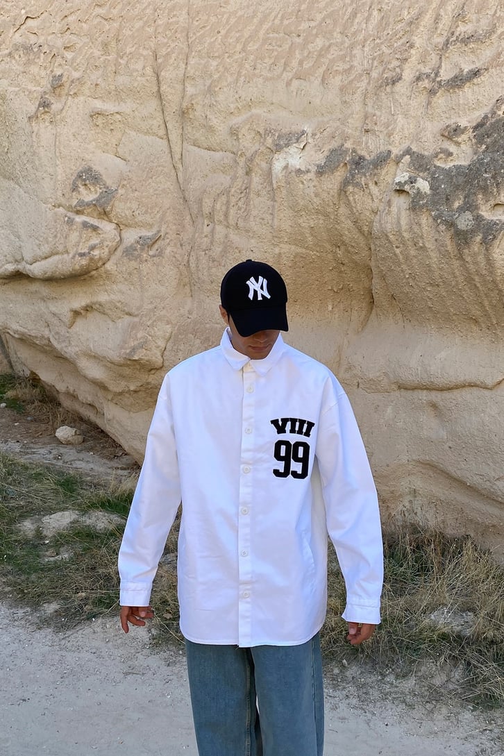 99 BASKILI OVERSIZE GÖMLEK CEKET