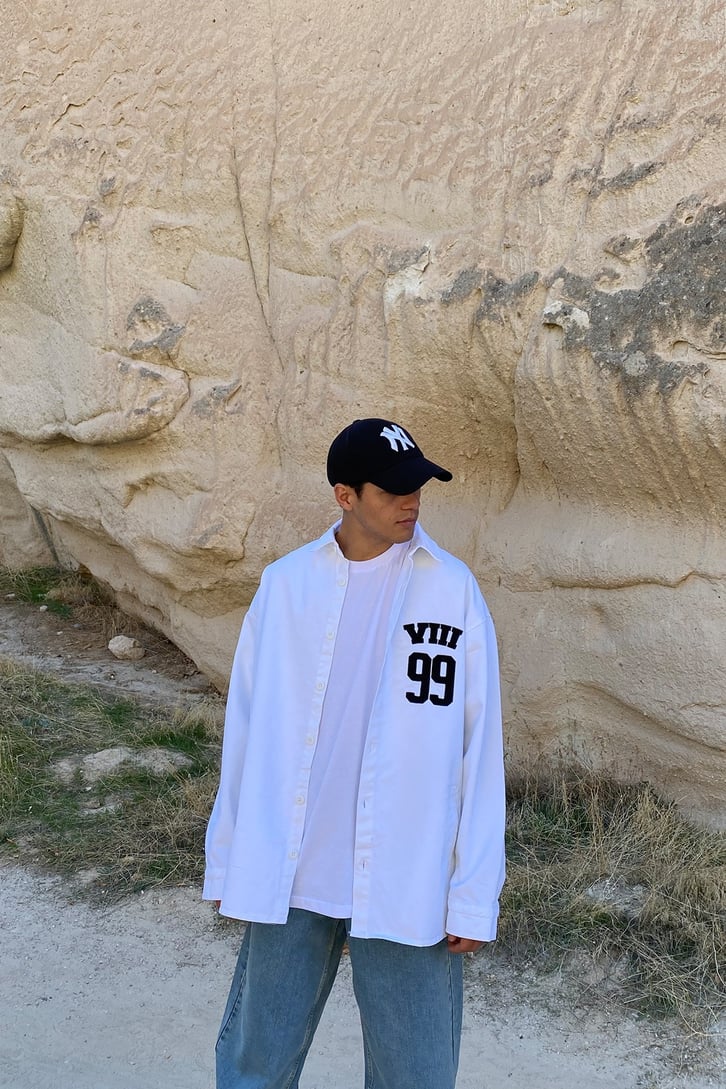 99 BASKILI OVERSIZE GÖMLEK CEKET