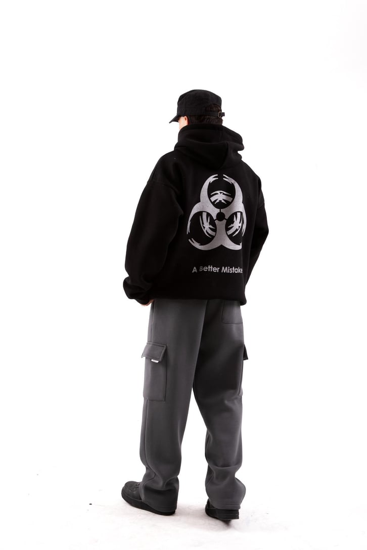 A Better Mistake Baskılı Siyah Oversize Hoodie