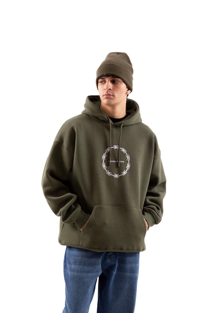 A Better Mistake Baskılı Siyah Oversize Hoodie