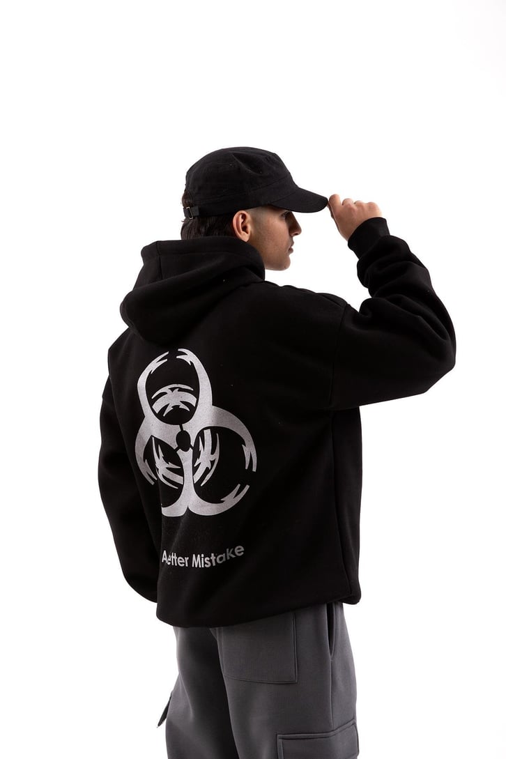 A Better Mistake Baskılı Siyah Oversize Hoodie