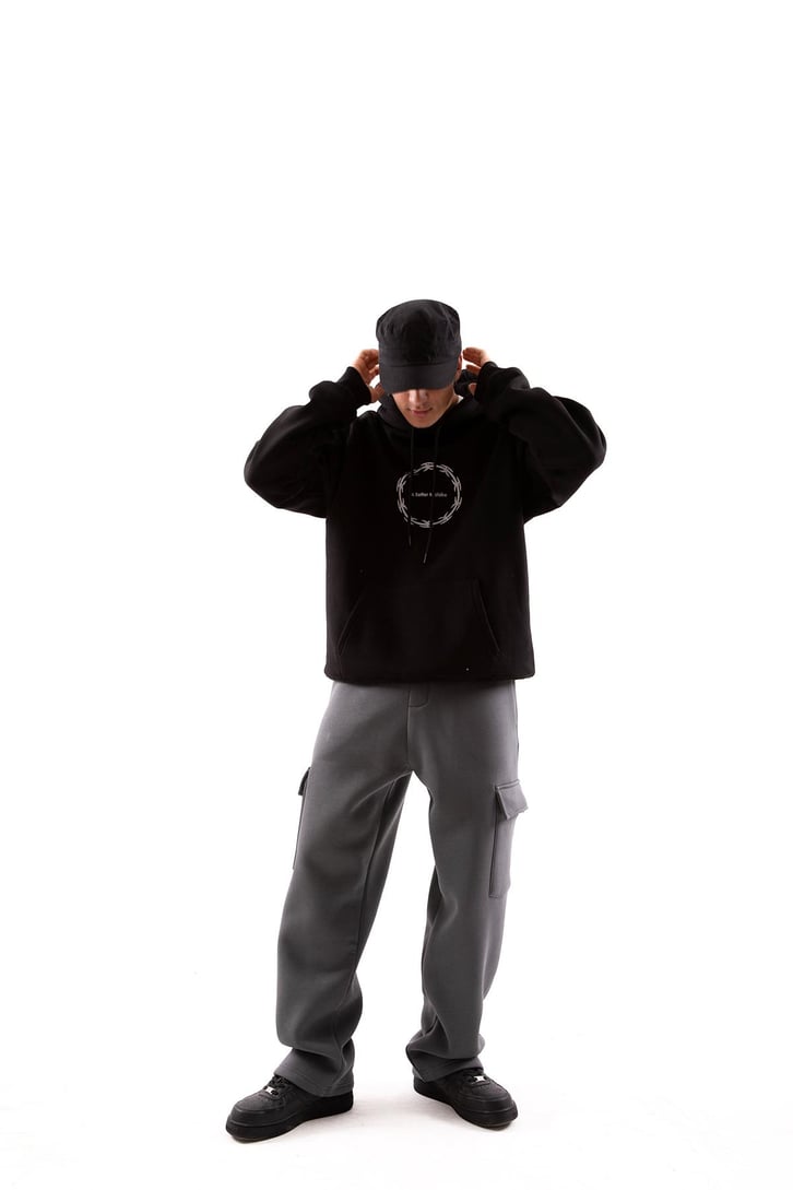 A Better Mistake Baskılı Siyah Oversize Hoodie