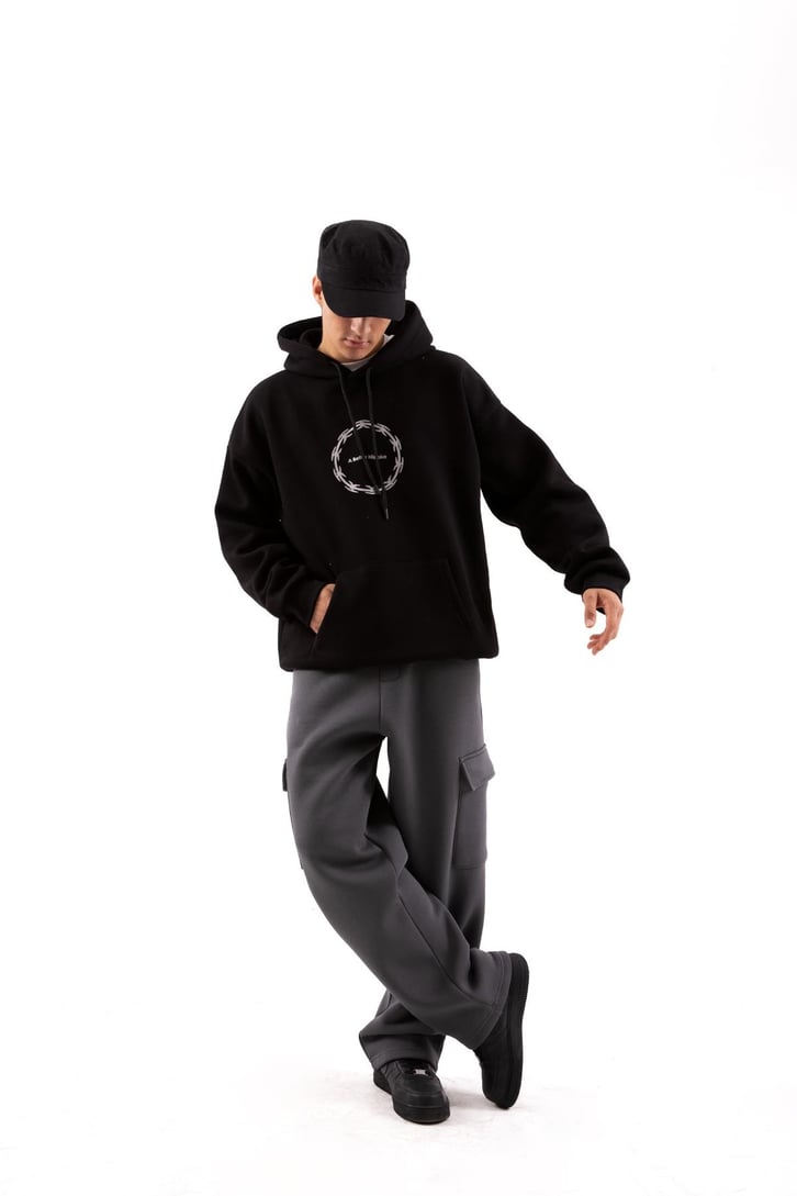 A Better Mistake Baskılı Siyah Oversize Hoodie