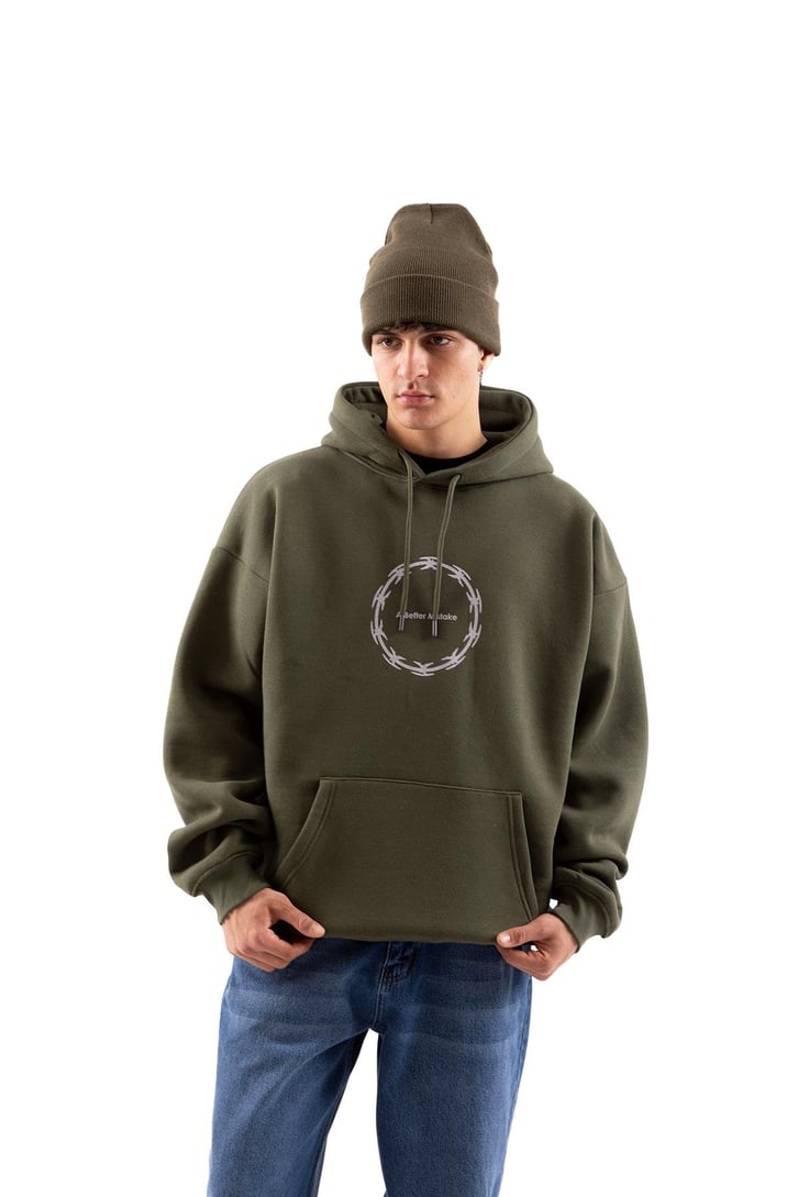A Better Mistake Baskılı Siyah Oversize Hoodie