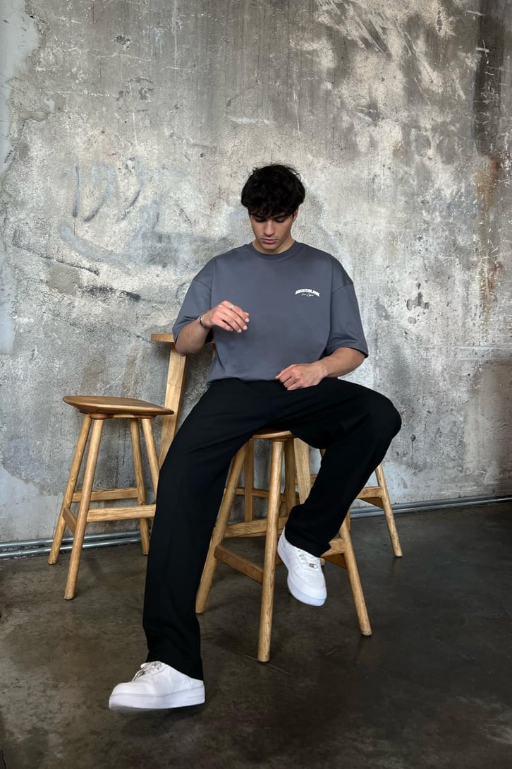 About Baskılı Füme Oversize Tişört