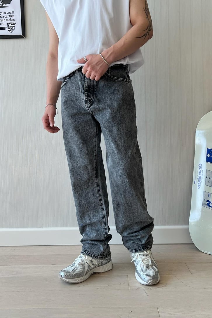 Acid Wash Antrasit Baggy Jean