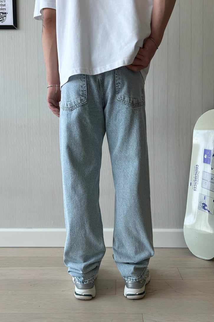 Acid Wash Buz Mavi Baggy Jean