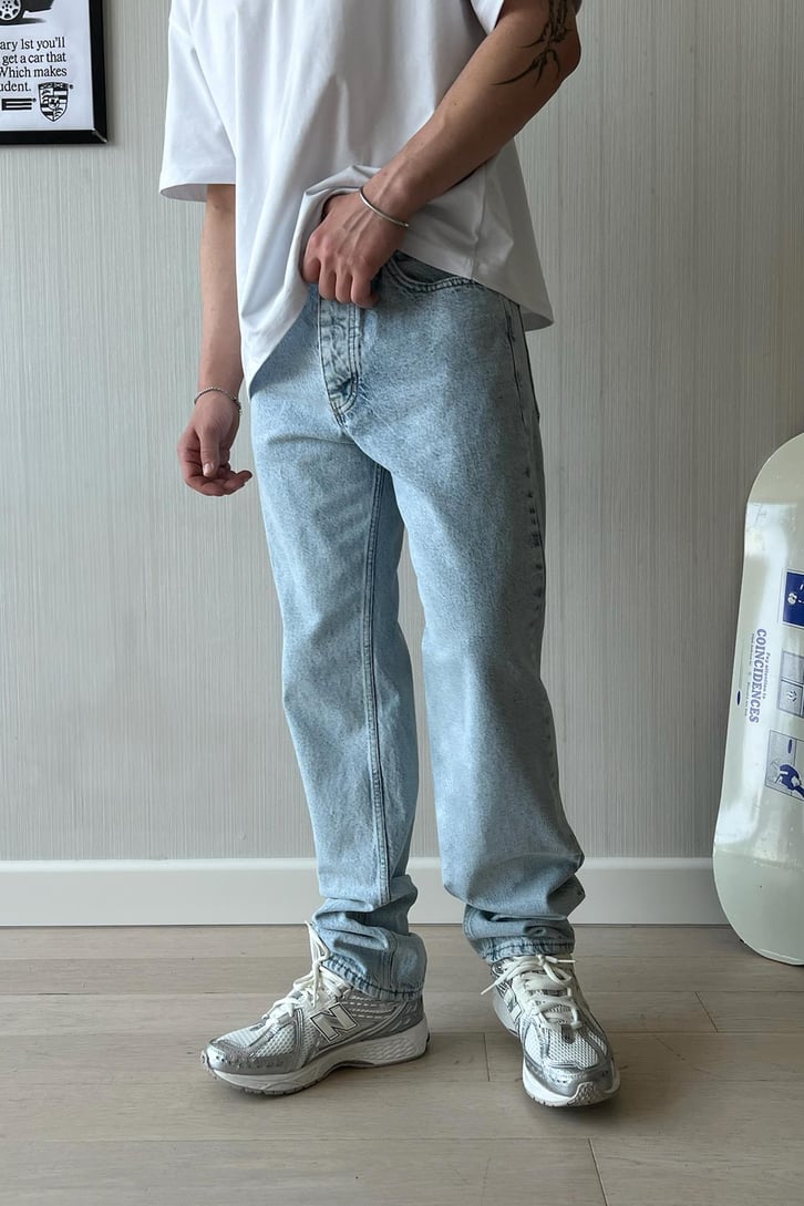 Acid Wash Buz Mavi Baggy Jean