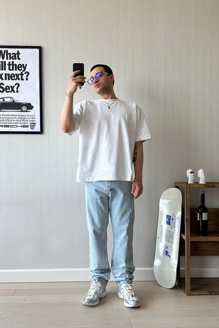 Acid Wash Buz Mavi Baggy Jean