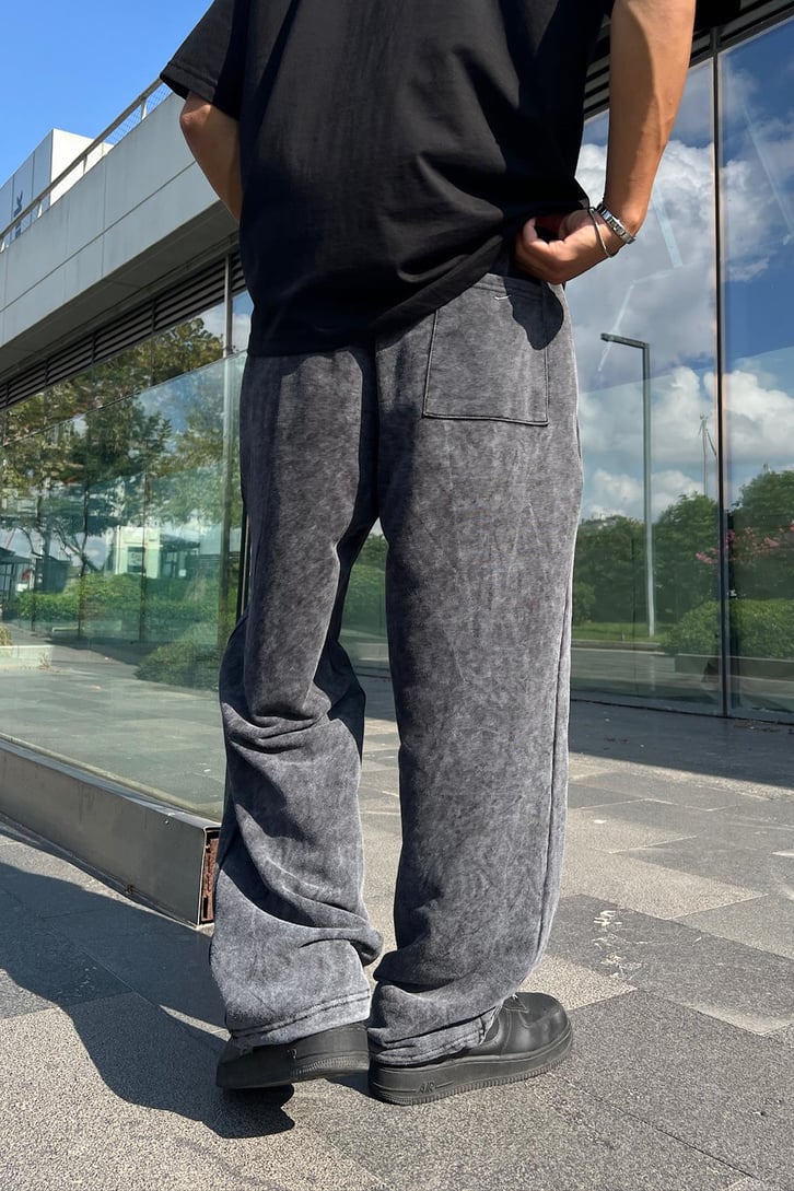 Acid Wash Nakışlı Ayarlanabilir Paça Eşofman Altı