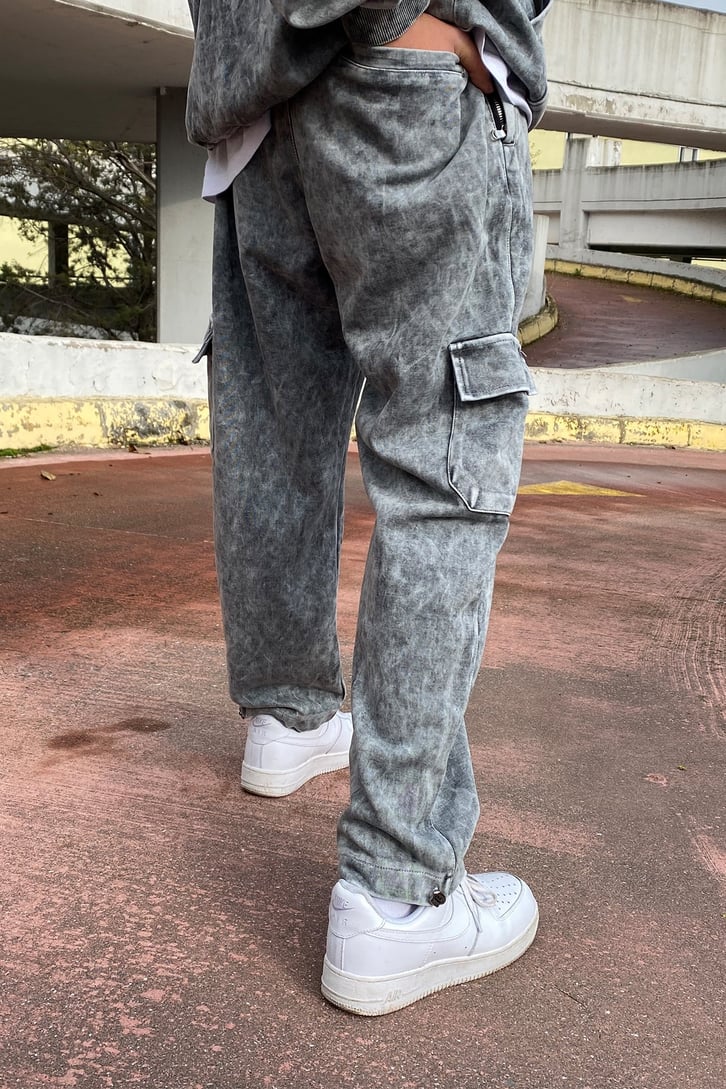 Acid Wash Oversize Ayarlanabilir Paça Tracksuit