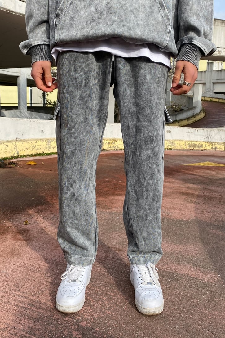 Acid Wash Oversize Ayarlanabilir Paça Tracksuit