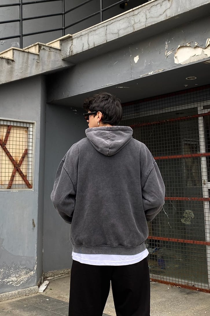 Acid Wash Oversize Basic Hoodie