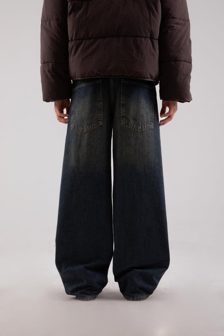 Acid Wash Yeşil Baggy Jean