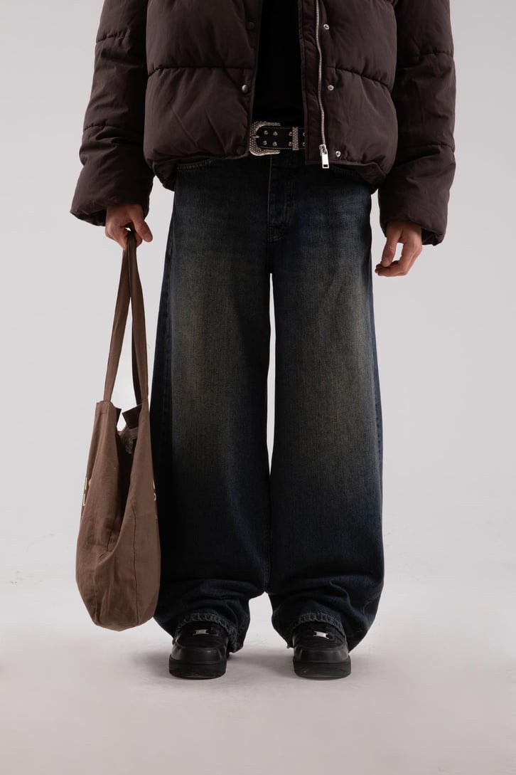 Acid Wash Yeşil Baggy Jean