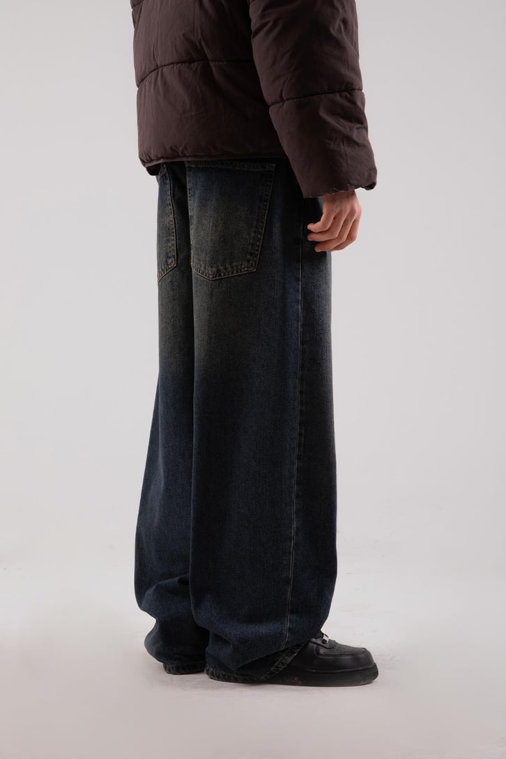 Acid Wash Yeşil Baggy Jean