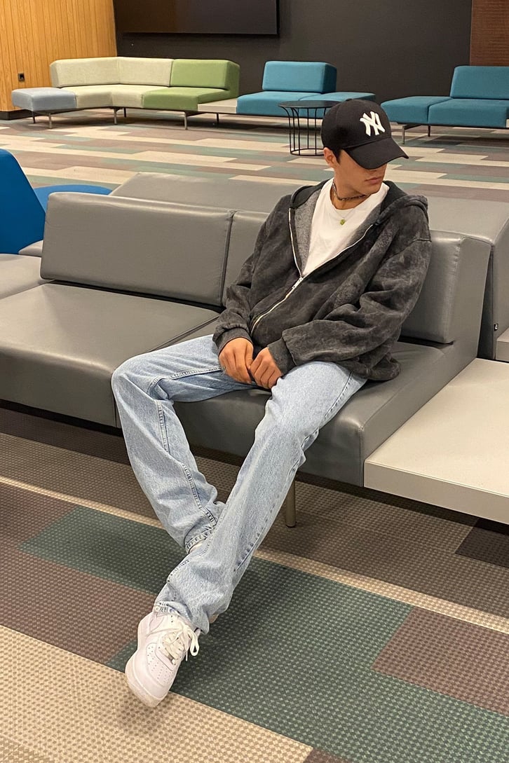 Acid Wash Zip-up Oversize Hoodie