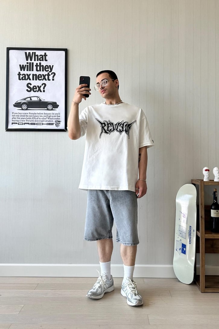 Acid Washed Baggy Şort