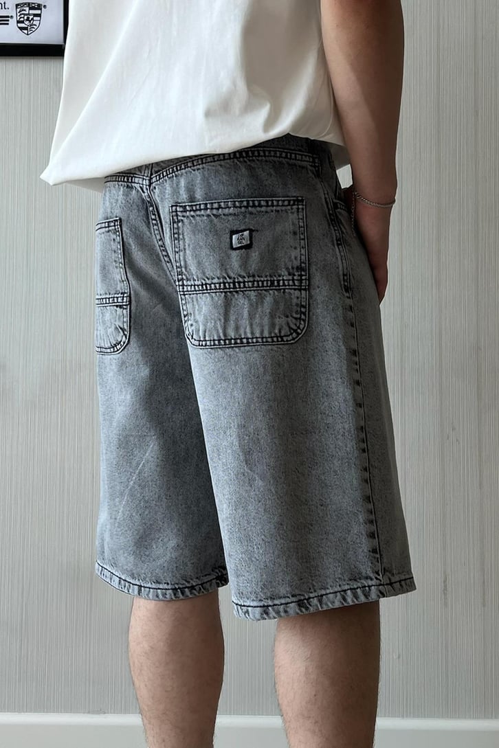 Acid Washed Baggy Şort