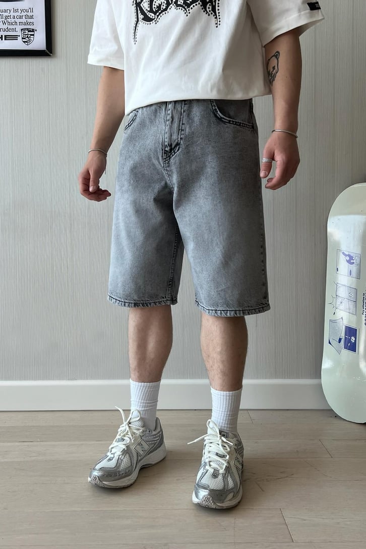 Acid Washed Baggy Şort