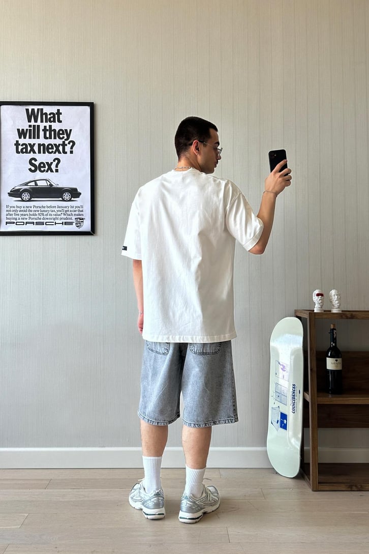 Acid Washed Baggy Şort