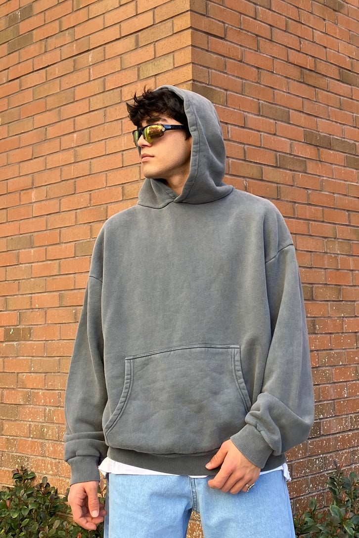 Acid Washed Oversize Basic Hoodie