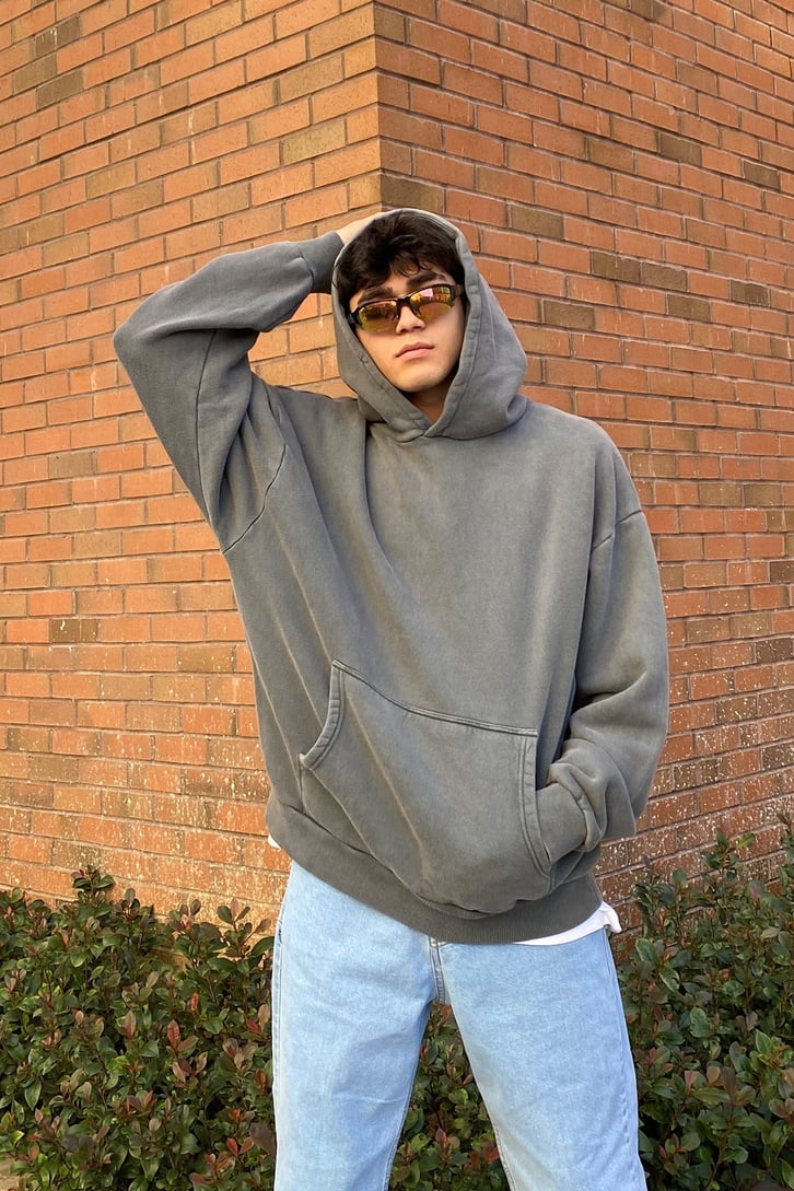 Acid Washed Oversize Basic Hoodie