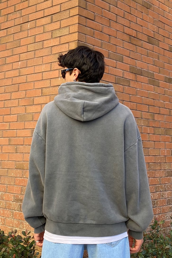 Acid Washed Oversize Basic Hoodie