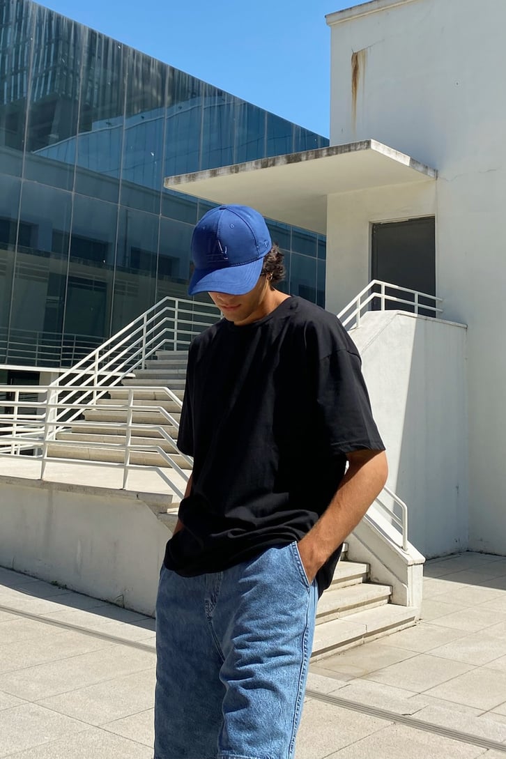 Acid Wave Sırt Baskılı Siyah Oversize Tshirt