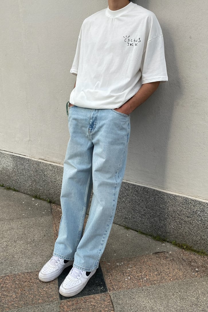 Açık Mavi Basic Baggy Jean