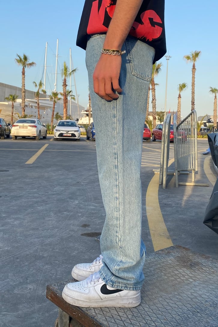Açık Mavi Loose Fit Jean
