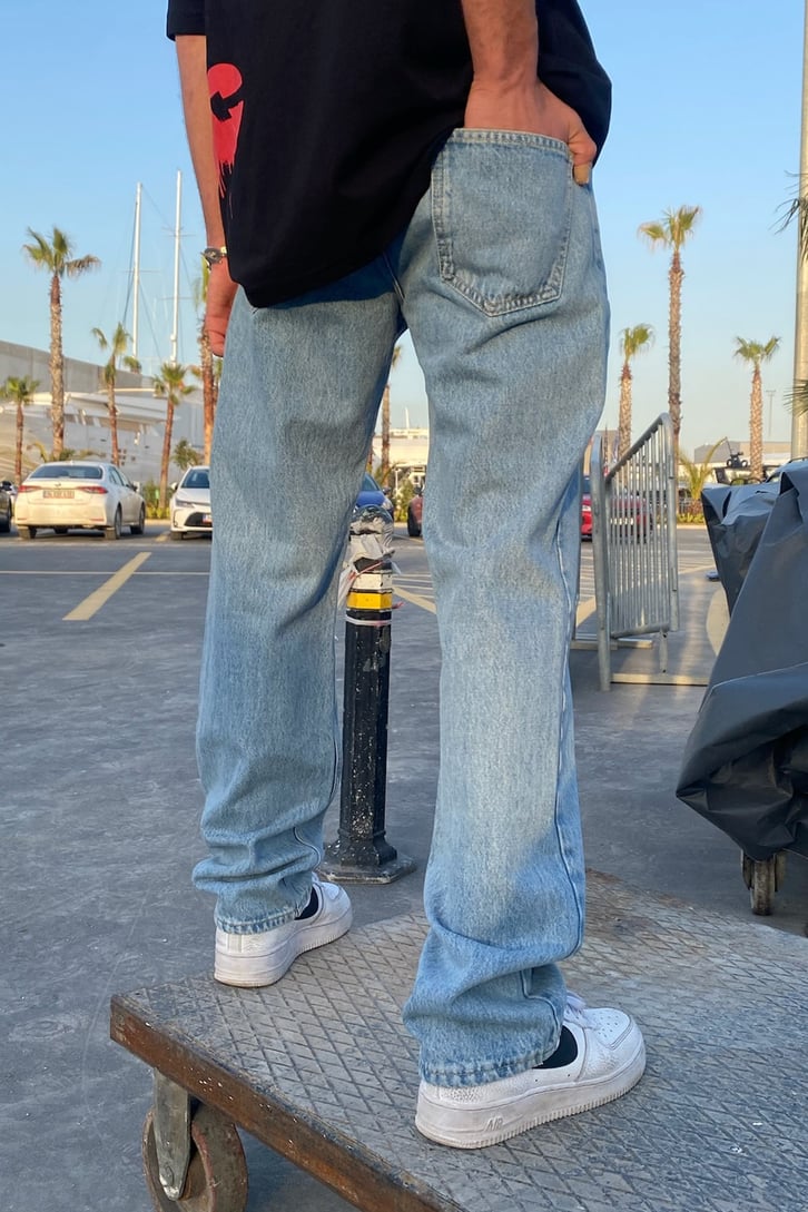 Açık Mavi Loose Fit Jean