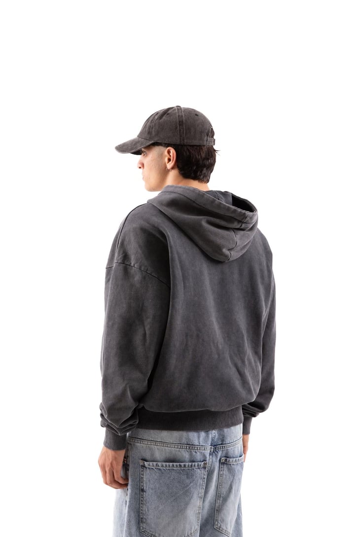 Actual Baskılı Acid Wash Oversize Hoodie