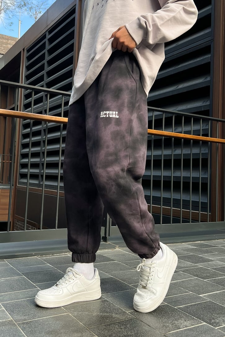 Actual Baskılı Batik Yıkamalı Jogger Eşofman Altı
