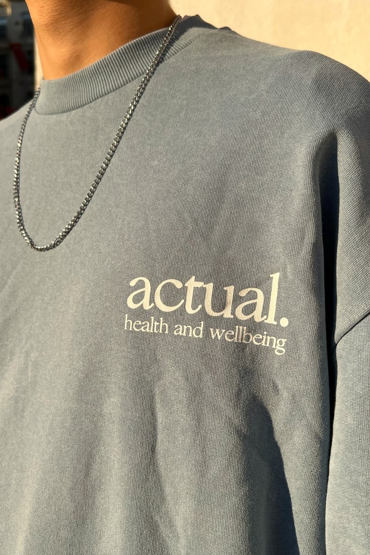 Actual Baskılı Mavi Oversize Sweatshirt