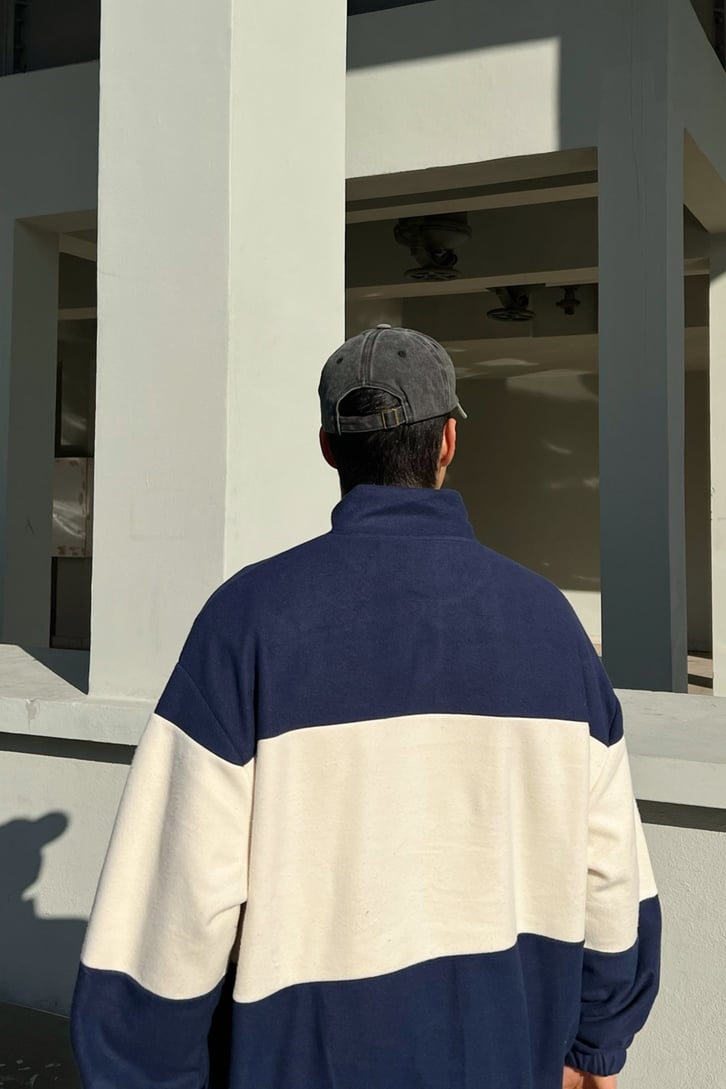 Actual Nakışlı Lacivert Polar Sweatshirt