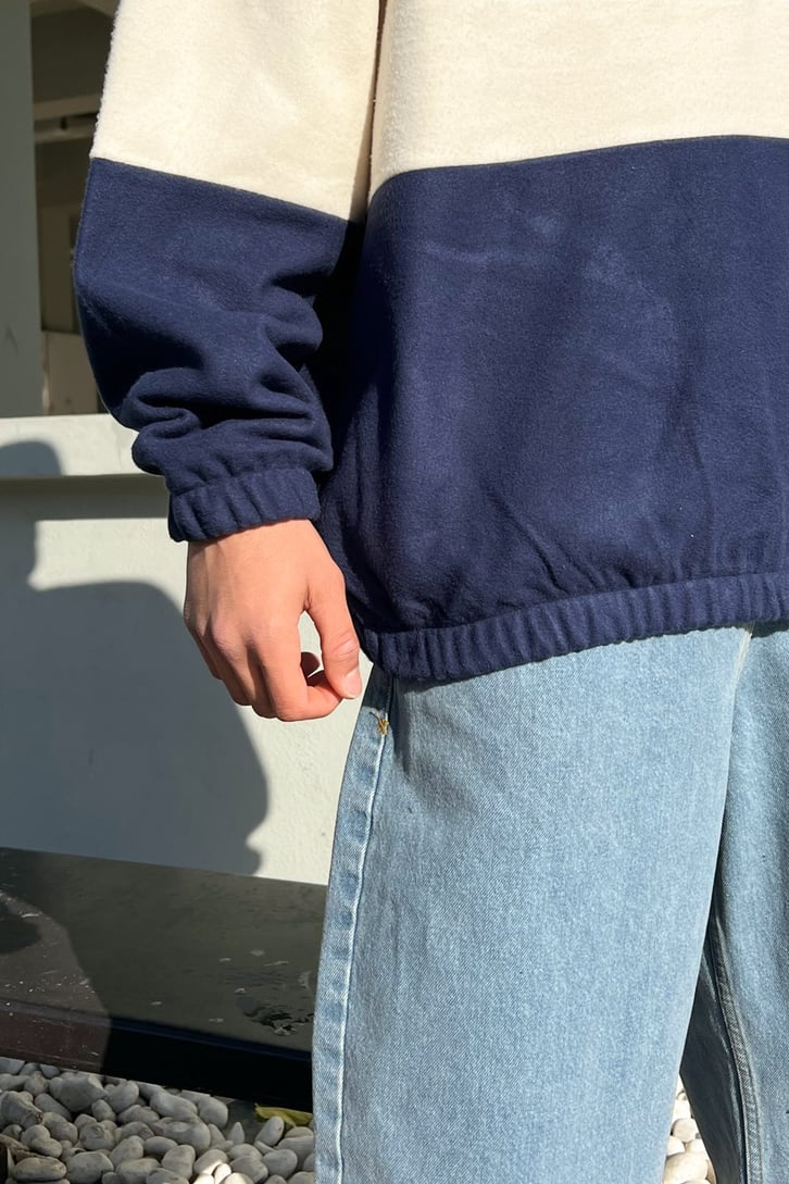 Actual Nakışlı Lacivert Polar Sweatshirt