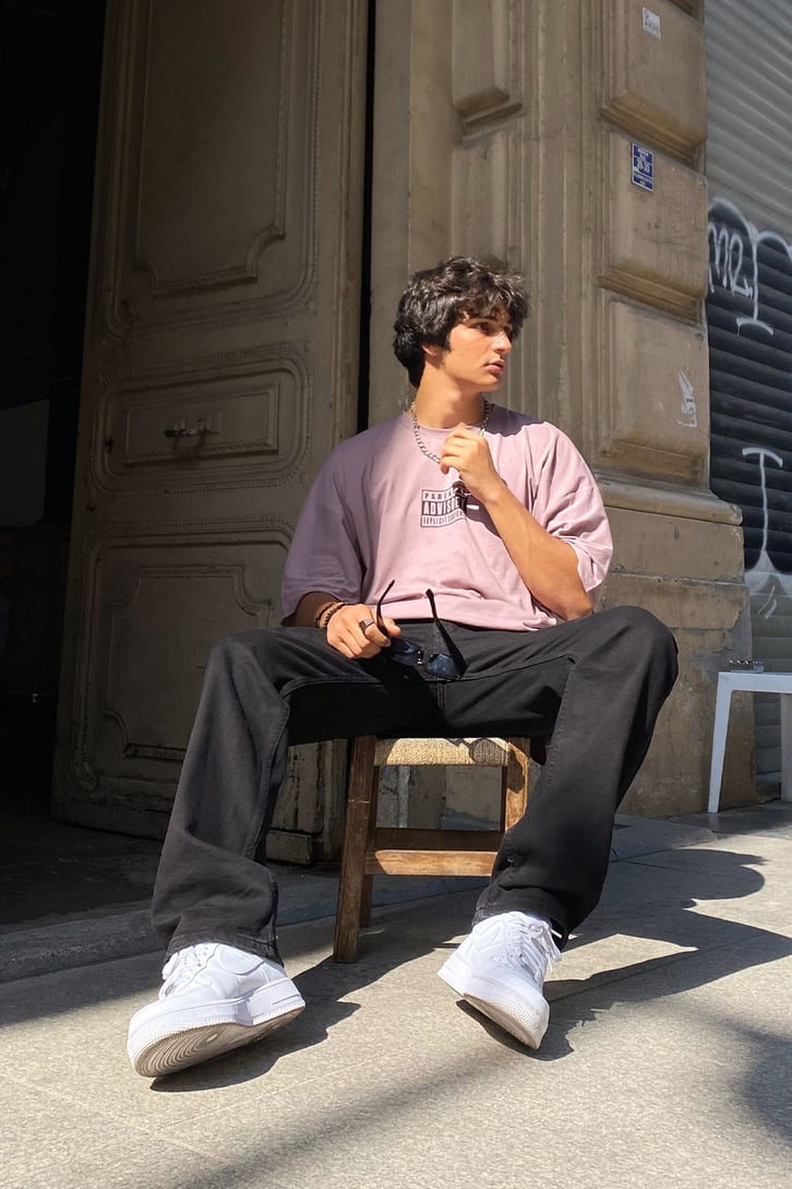 Advisory Baskılı Gül Kurusu Oversize Tshirt