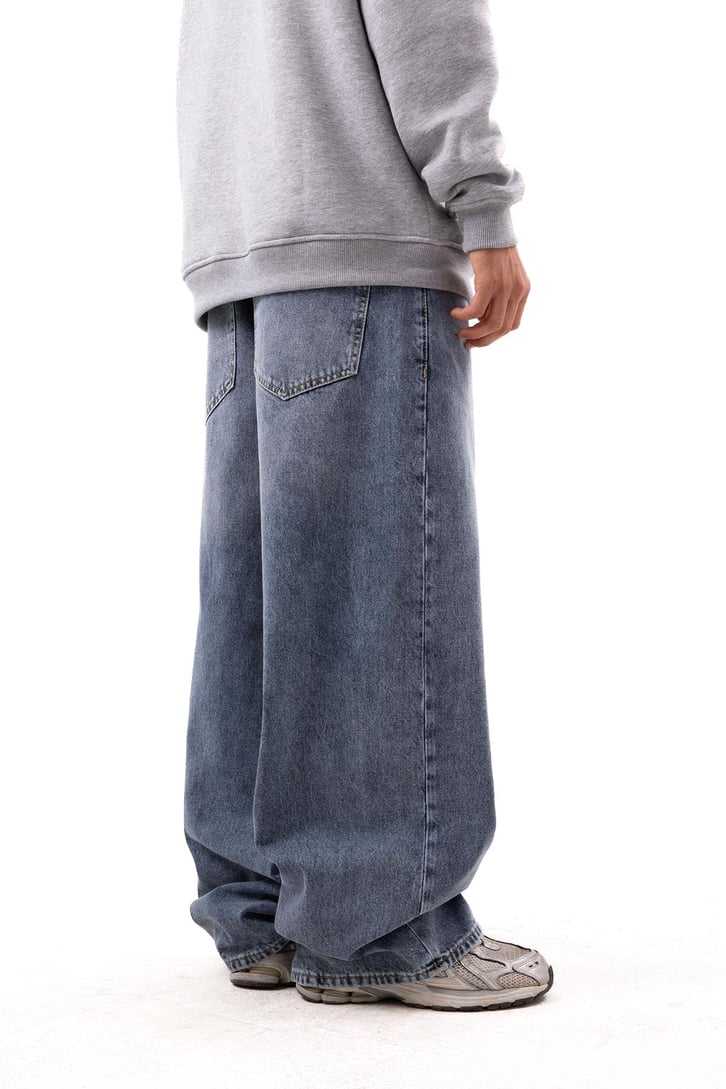 Aestetic Vibe Buz Mavi Baggy Jean