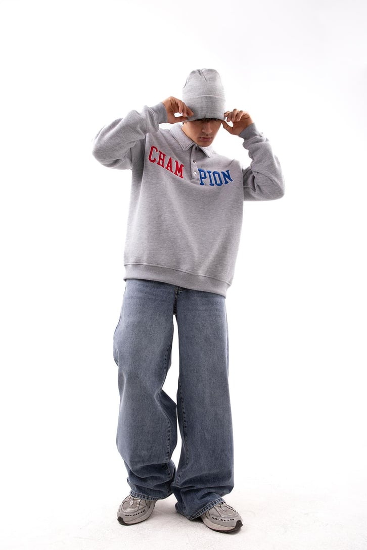 Aestetic Vibe Buz Mavi Baggy Jean
