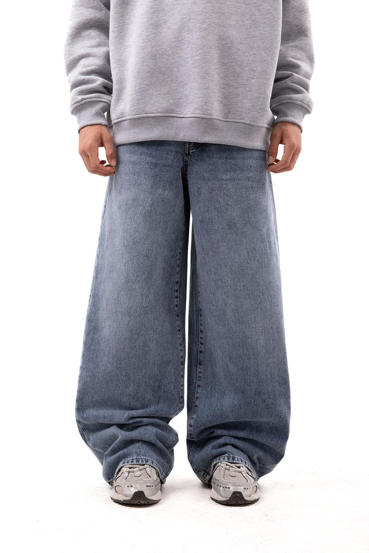 Aestetic Vibe Buz Mavi Baggy Jean