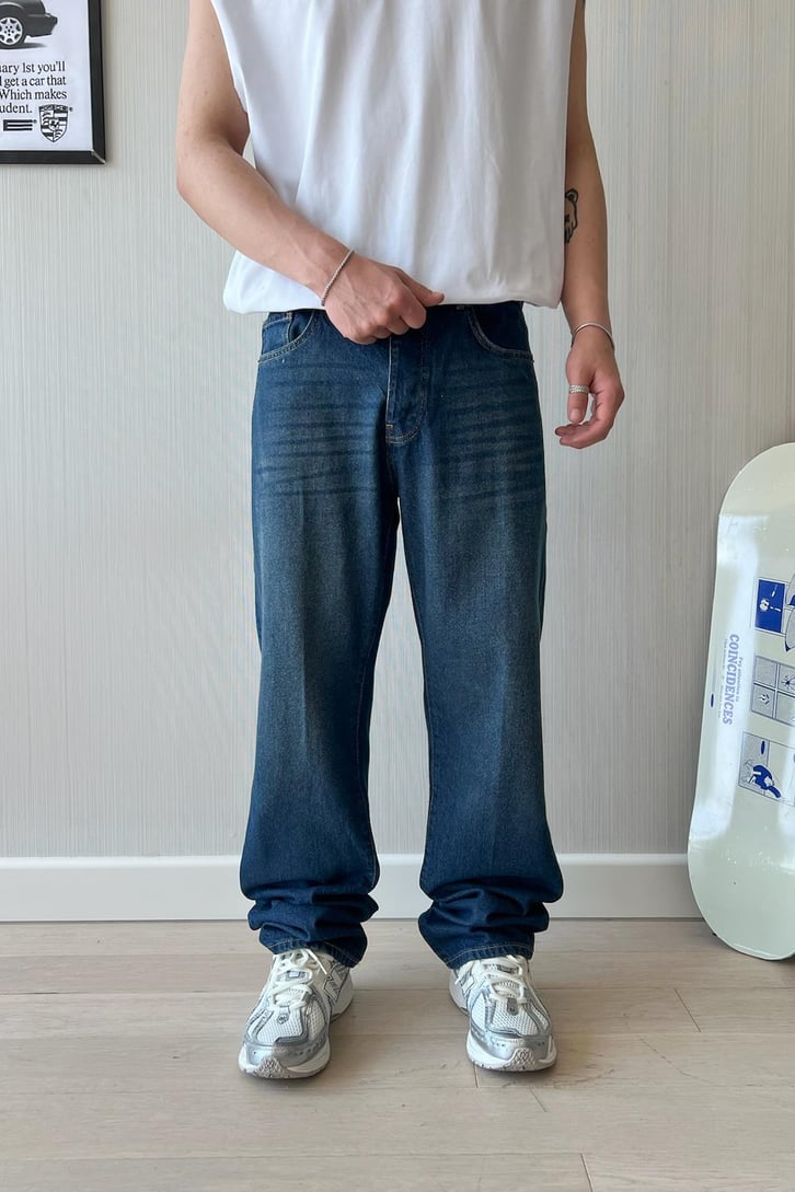 Aestetic Vibe Buz Mavi Baggy Jean