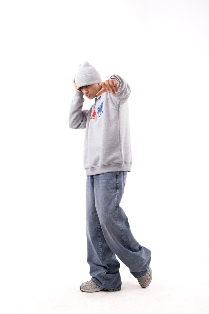 Aestetic Vibe Buz Mavi Baggy Jean