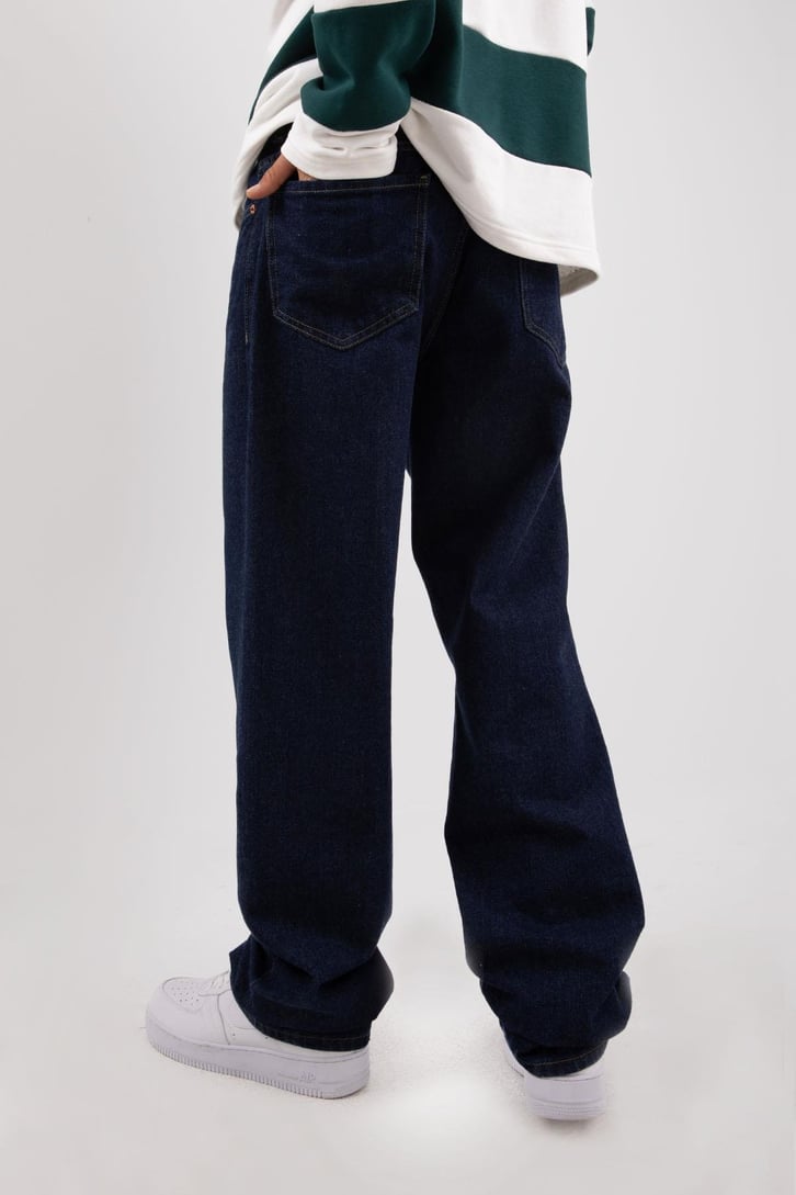 Aestetic Vibe Koyu Mavi Baggy Jean
