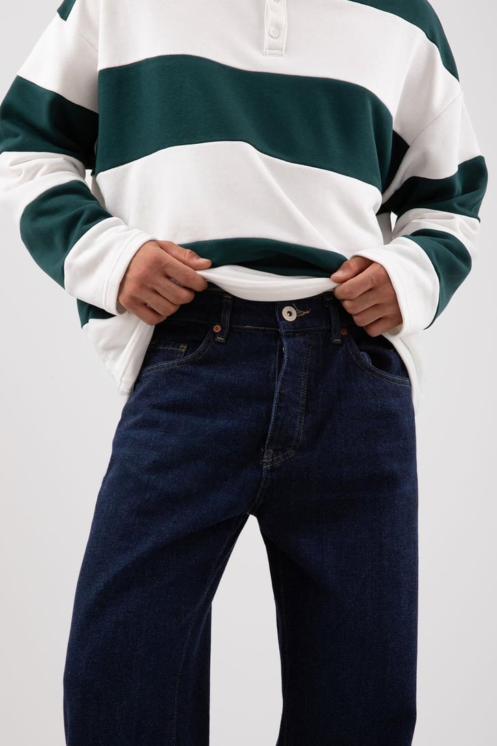 Aestetic Vibe Koyu Mavi Baggy Jean