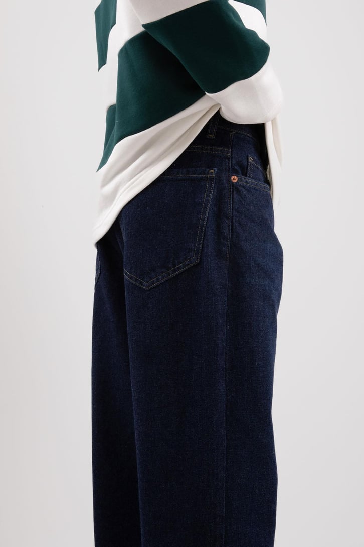 Aestetic Vibe Koyu Mavi Baggy Jean