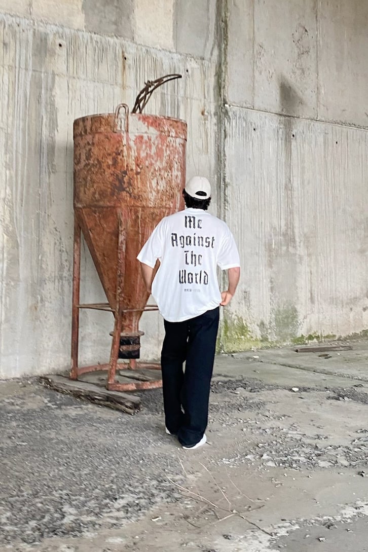 Againts The World Baskılı Ekru Oversize Tshirt