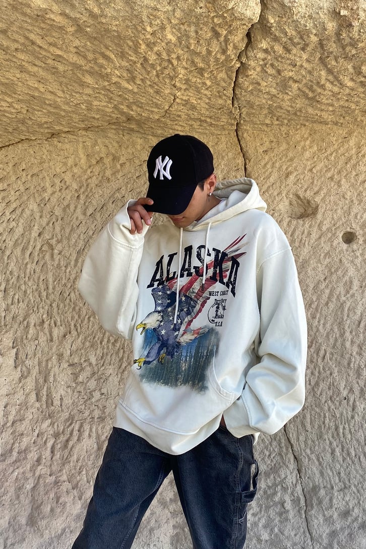 ALASKA BASKILI OVERSIZE HOODIE