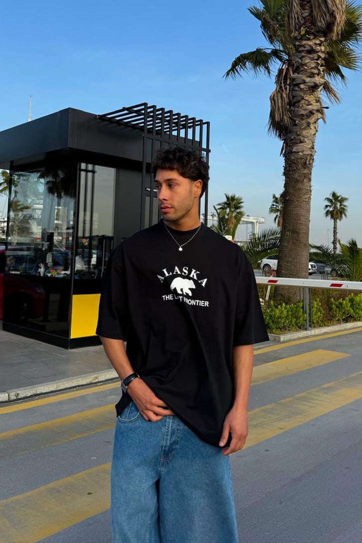 Alaska Baskılı Oversize Tişört
