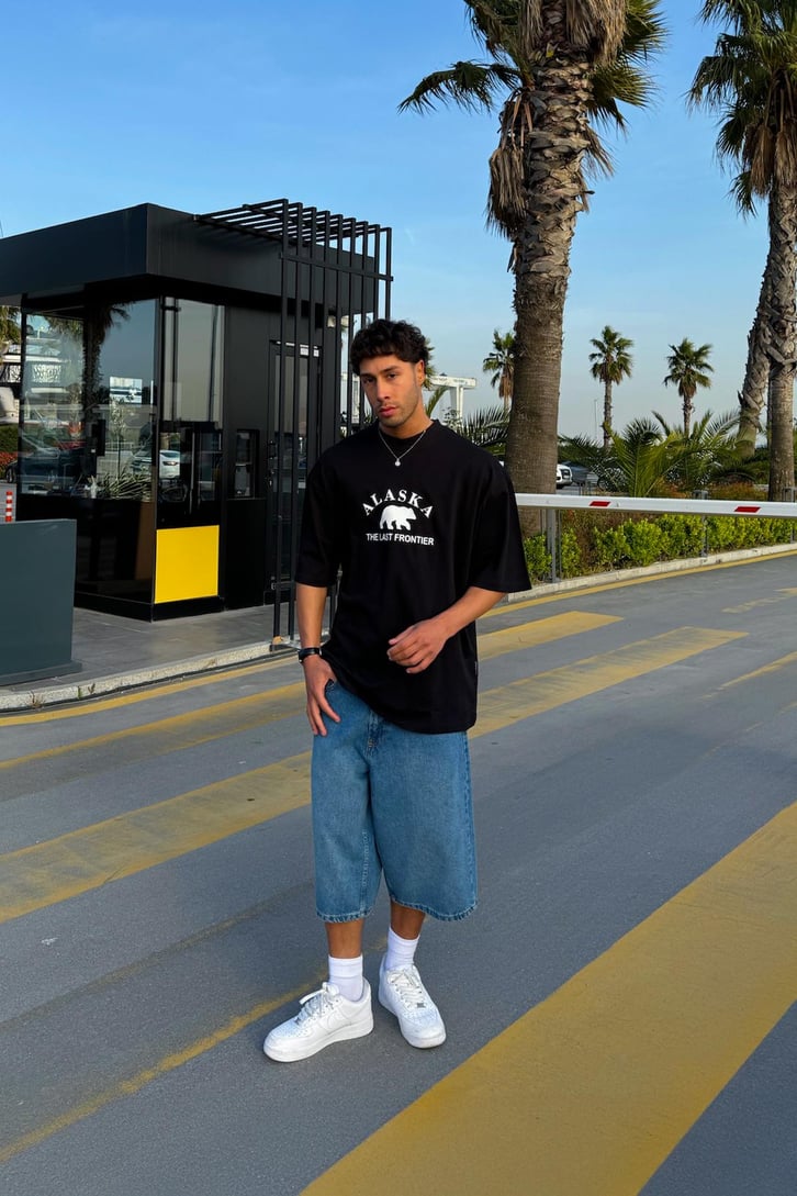 Alaska Baskılı Oversize Tişört